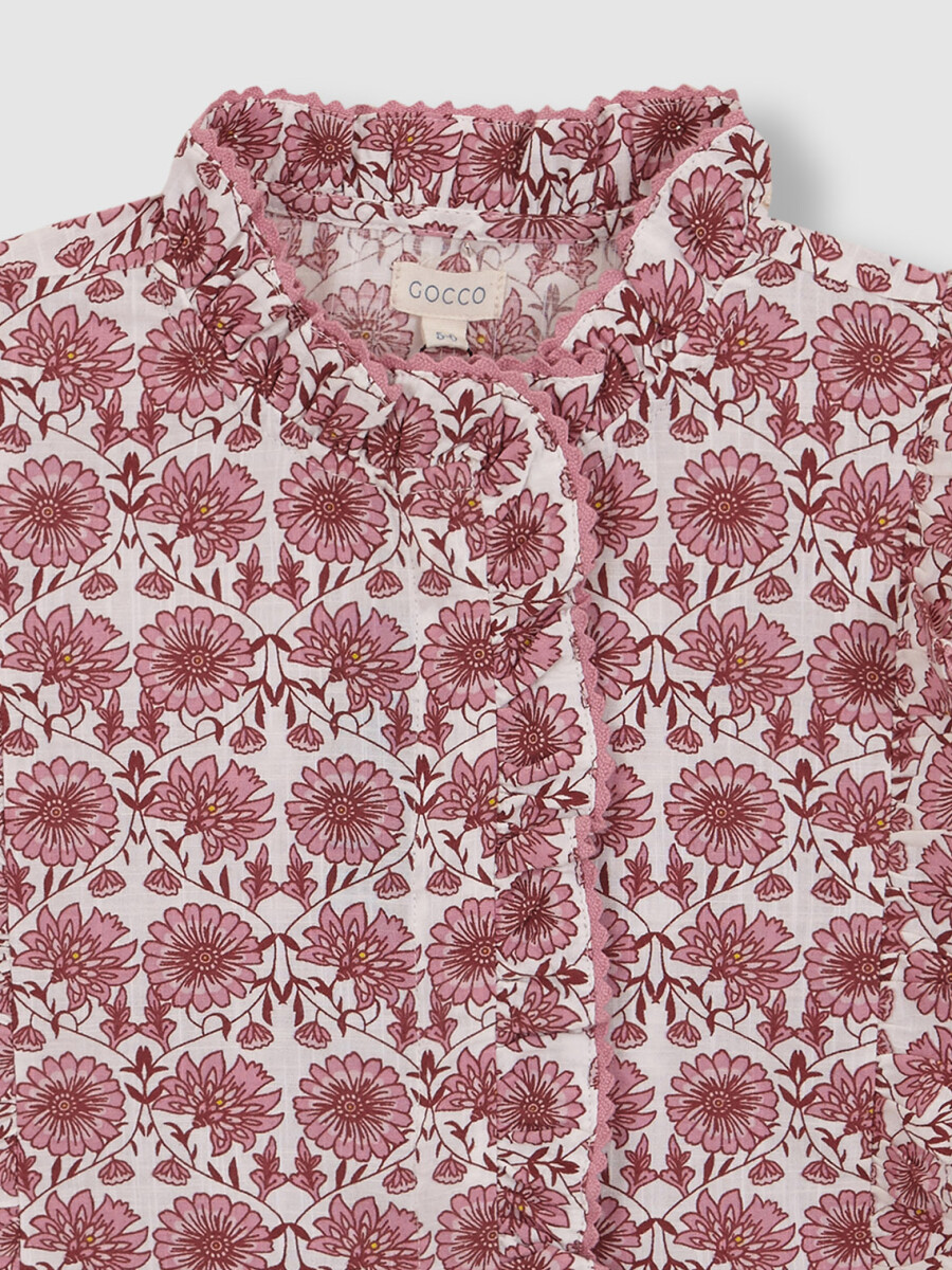 Camisa De Flores Berenjena