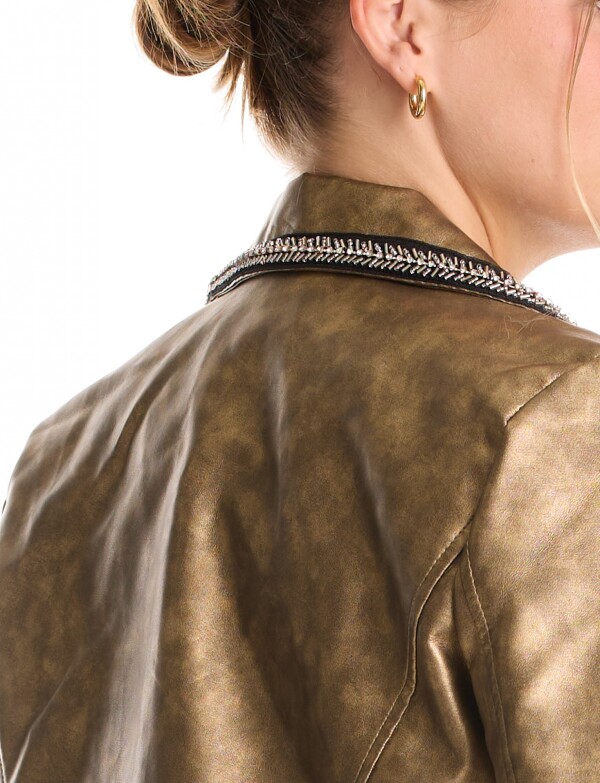 Chaqueta Biker Eco Cuero DORADO