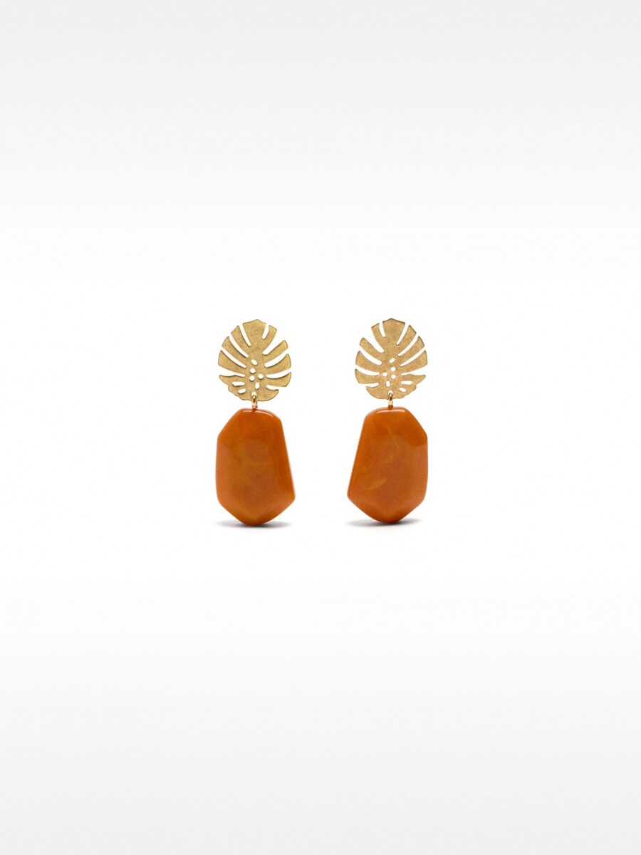 Pendientes Con Efecto Piedra De Hoja naranja