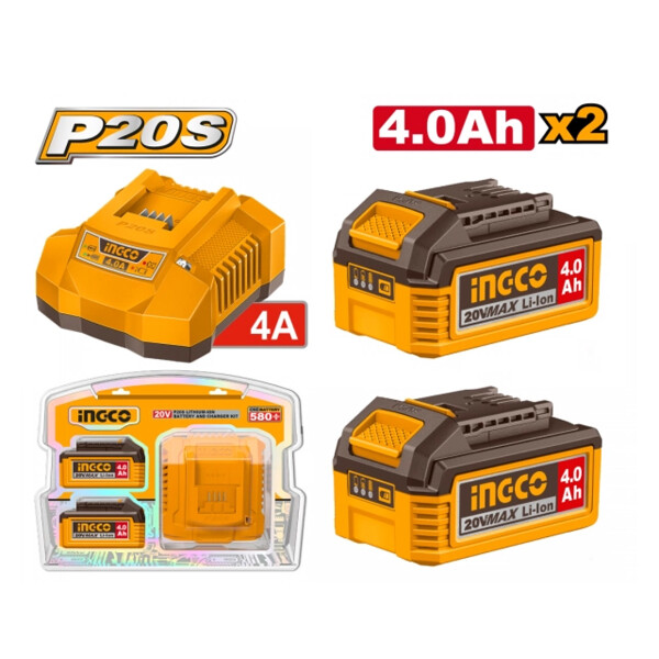 SET X2 BATERIAS 20V 4.0AH + 1 CARGADOR INGCO FBCPK2013 SET X2 BATERIAS 20V 4.0AH + 1 CARGADOR INGCO FBCPK2013