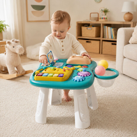 Mesa Didáctica Bebé Estimulación Temprana Luz y Sonido Verde