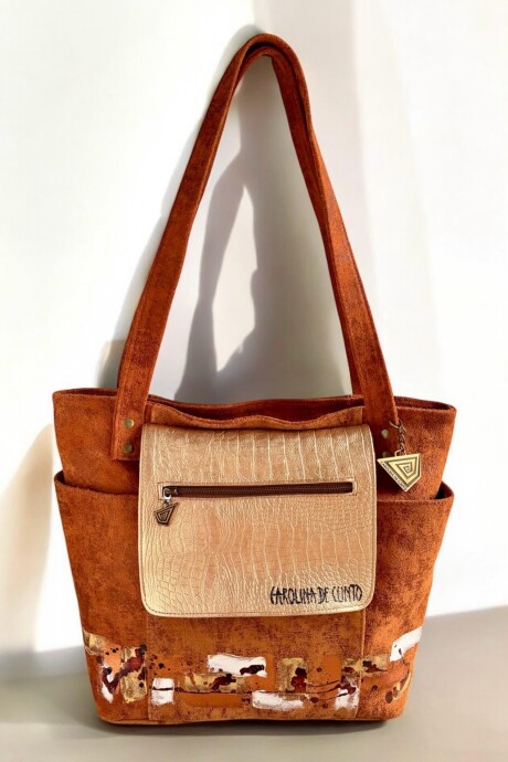 Cartera Nikki Con Arte Pintado A Mano Color Terra Jaspeado