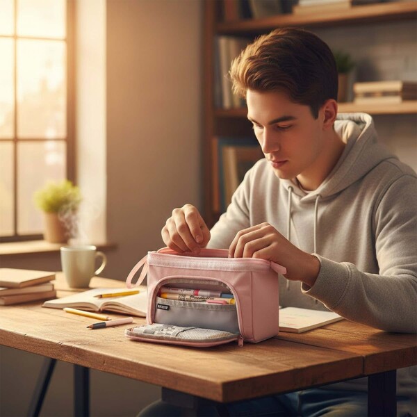 Cartuchera Escolar Liceal Organizador 22cm Gran Capacidad Color Rosado