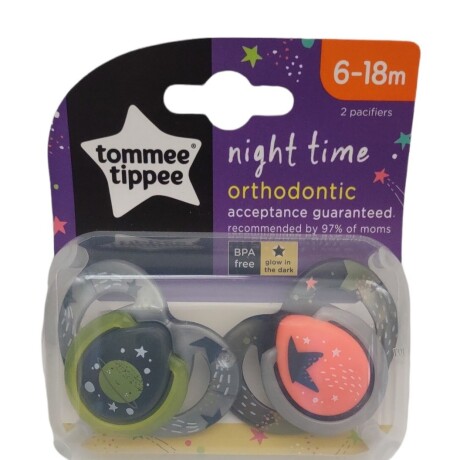 Set x2 chupetes nocturnos 6 a 18 meses gris/verde Set x2 chupetes nocturnos 6 a 18 meses gris/verde
