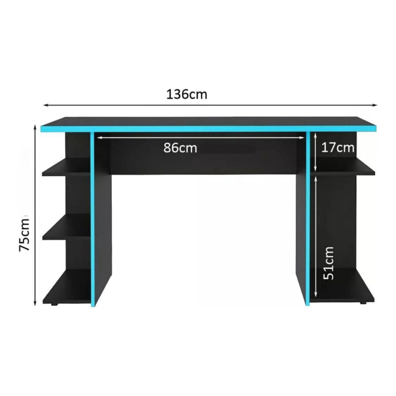 Escritorio Gamer Mesa Para Pc Estantes Calidad Azul