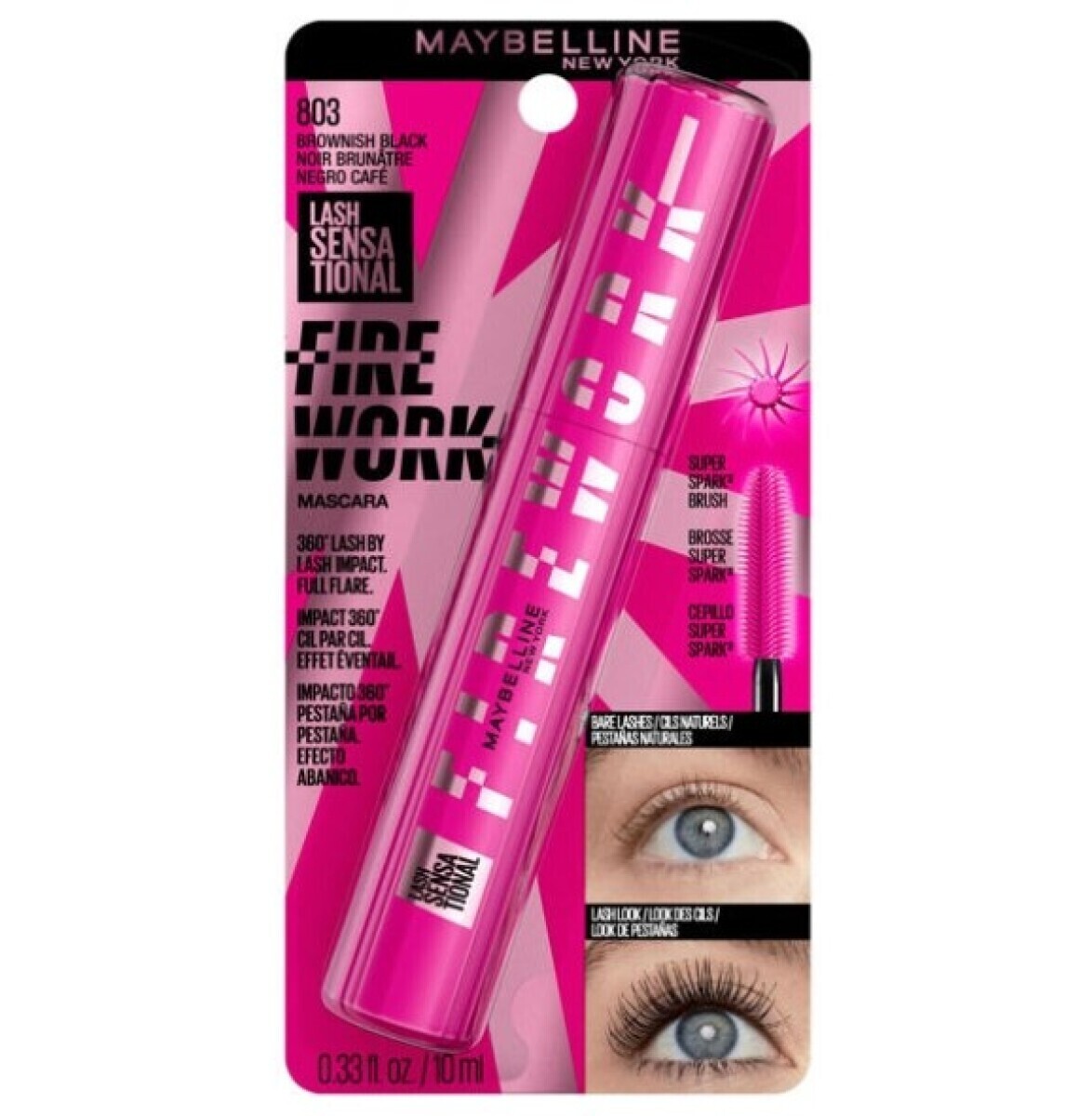 Mascara de Pestañas Lash Sensational Firework Maybelline - Brownish Black N°803 