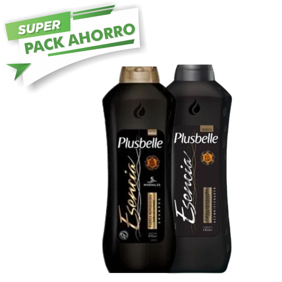 Pack Plusbelle Esencia Fuerza Reparadora Shampoo + Acondicionador 970 ML 
