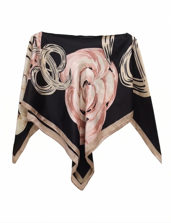 Poncho Saten Flores MULTI/NEGRO