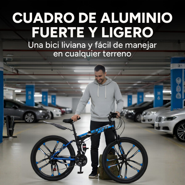 Bicicleta JJFH Rod 26 Doble Suspensión Plegable Freno Disco Color Azul