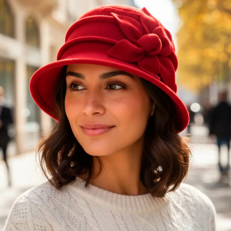 Gorro De Abrigo Cloche Mujer Rojo