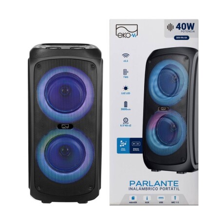 Parlante Bluetooth Ekv-Pa-04 40W 2 X 26.5'' 3600 Mah Ub NEGRO