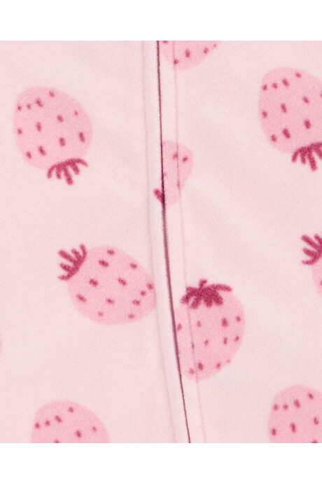 Pijama uno pieza de micropolar, con pie, diseño frutillas Sin color