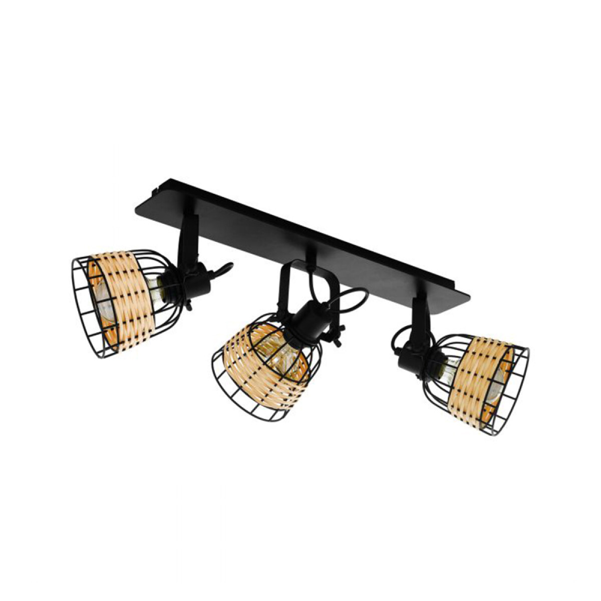 Spot de 3 luces E27 pantallas acero y ratán ANWICK - EG4075 