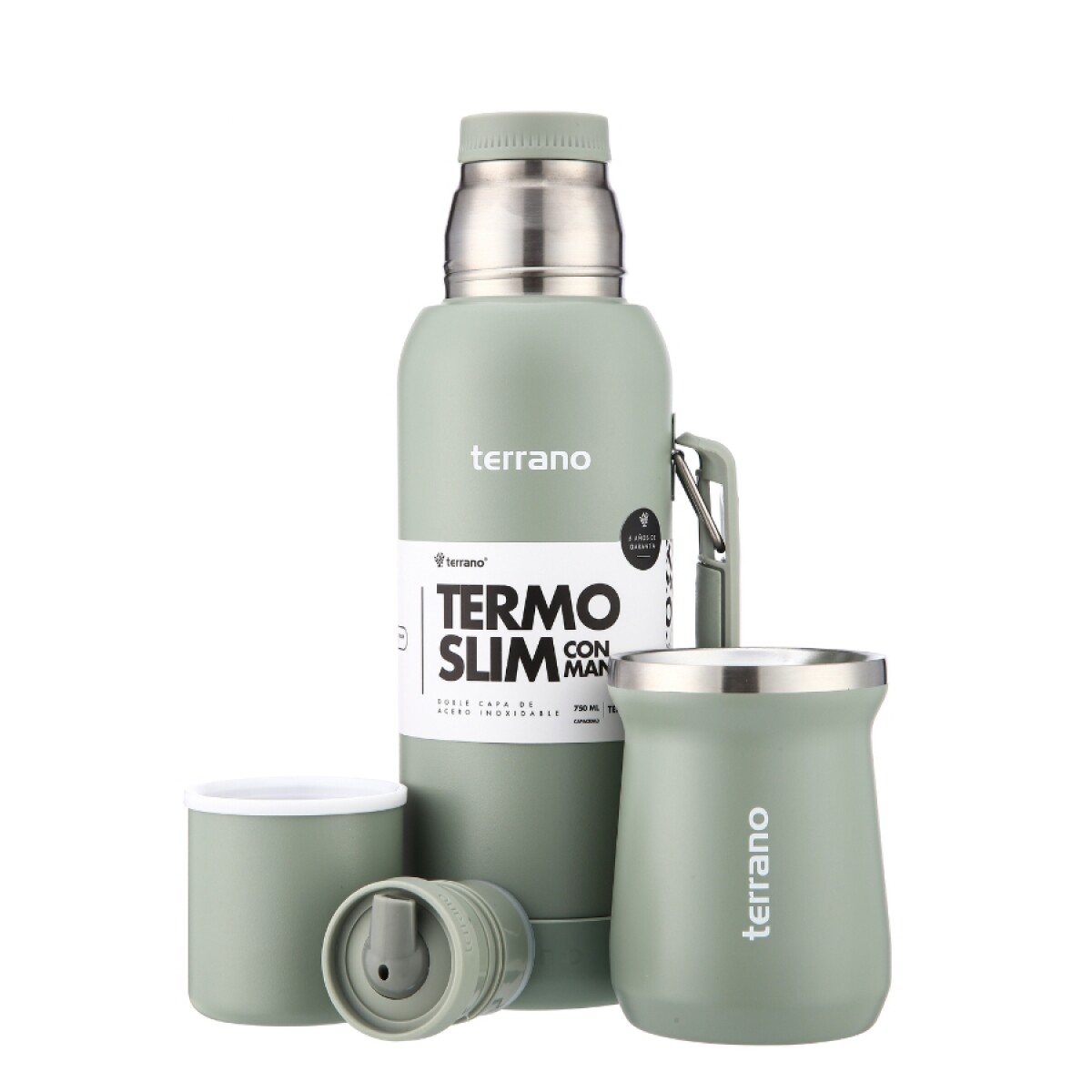 kit termo 750ml base silicona + mate tradicional oliva 