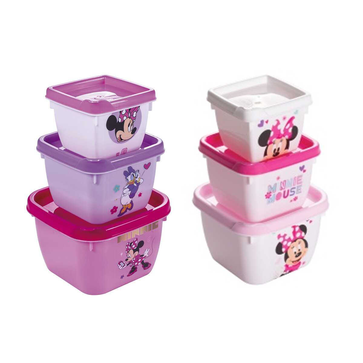Pack x 3 Recipientes Minnie - ROSA FUERTE 
