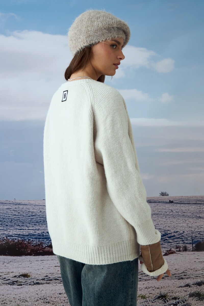 Cardigan tejido bolsillos crudo