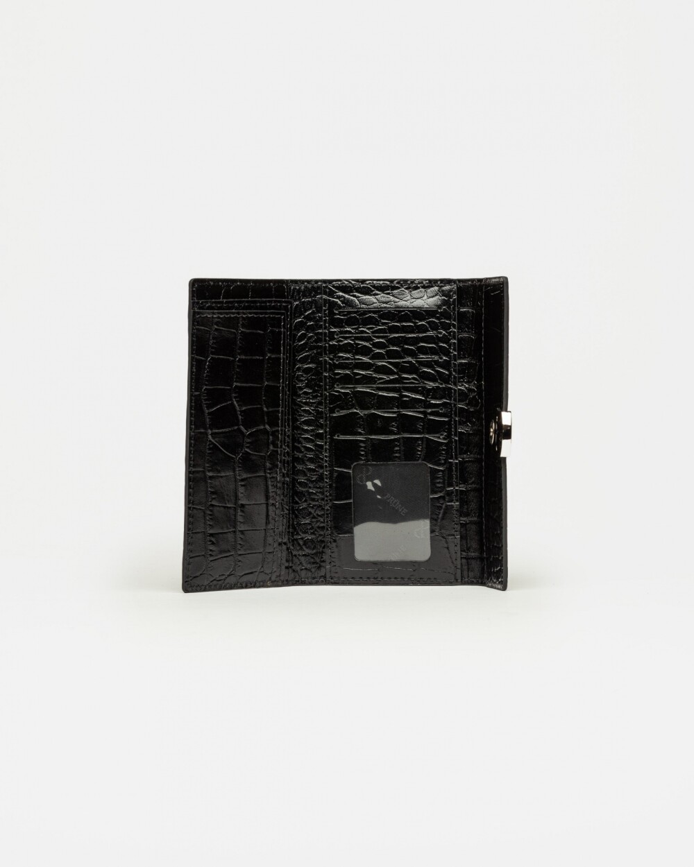 Billetera Dalia en cuero grabado croco satinado Negro