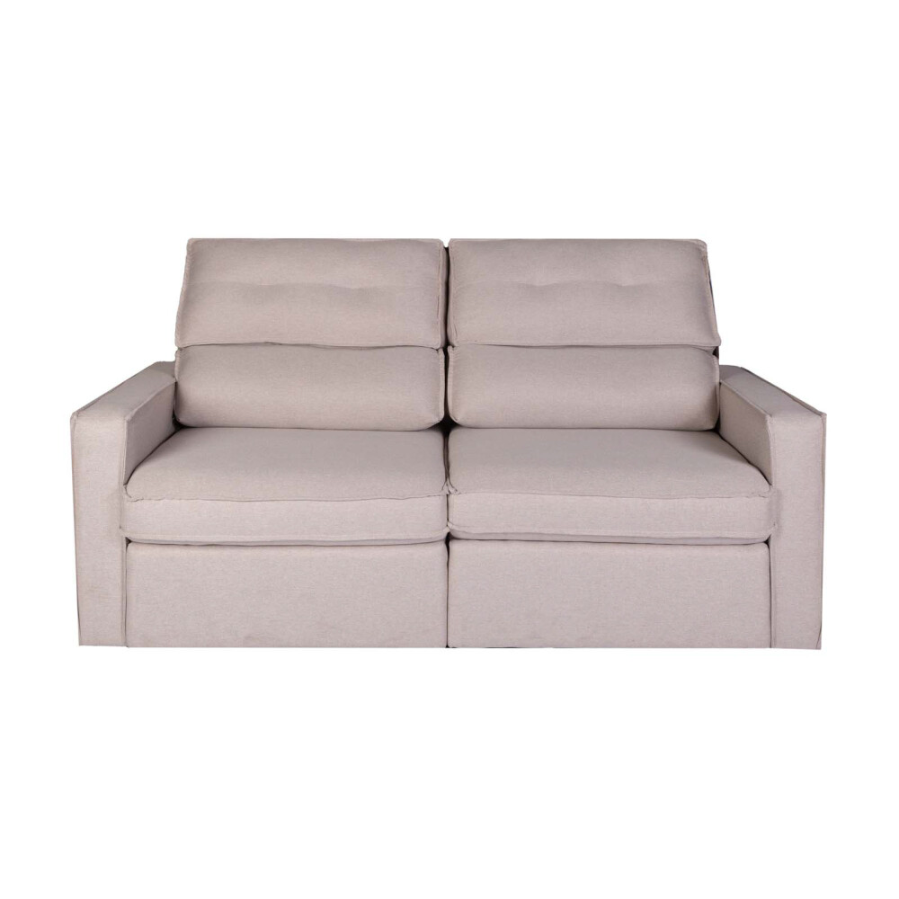 SOFA RETRACTIL 2 CUERPOS TELA NATURAL-BEIGE AMBAR BEIGE