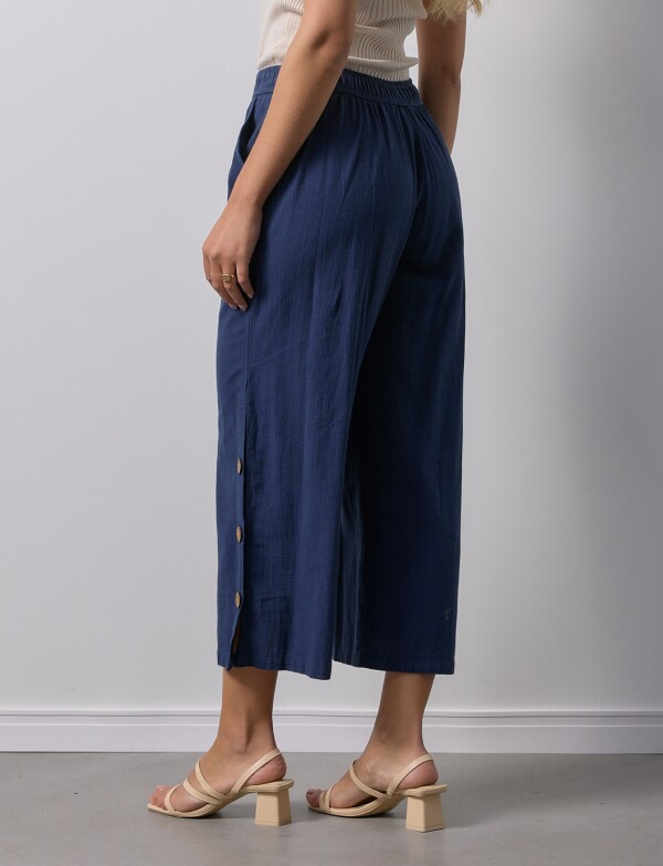Pantalon Crop Det Botones AZUL