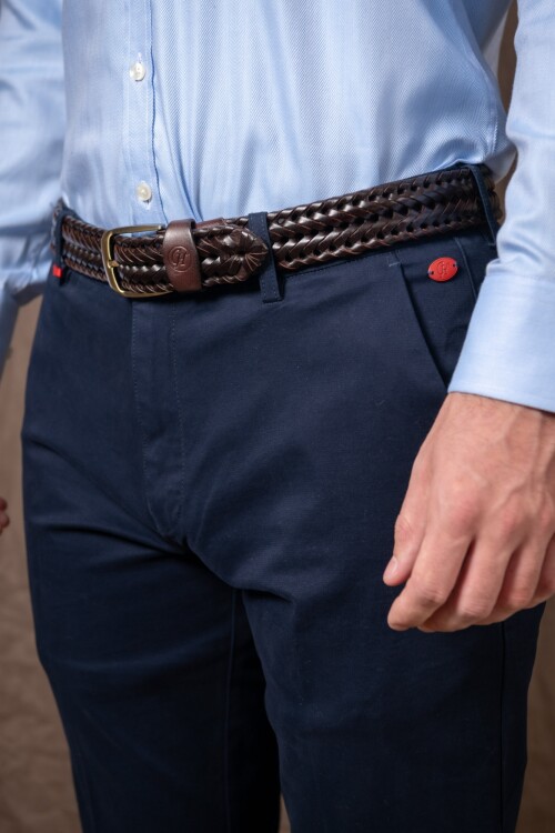 Pantalón gabardina slim Azul marino