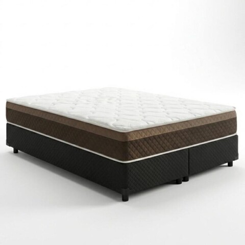 Sommier con Resortes Pocket Espuma Alta Densidad y Eurotop Soporte 130 Kg Queen 158 cm de Ancho