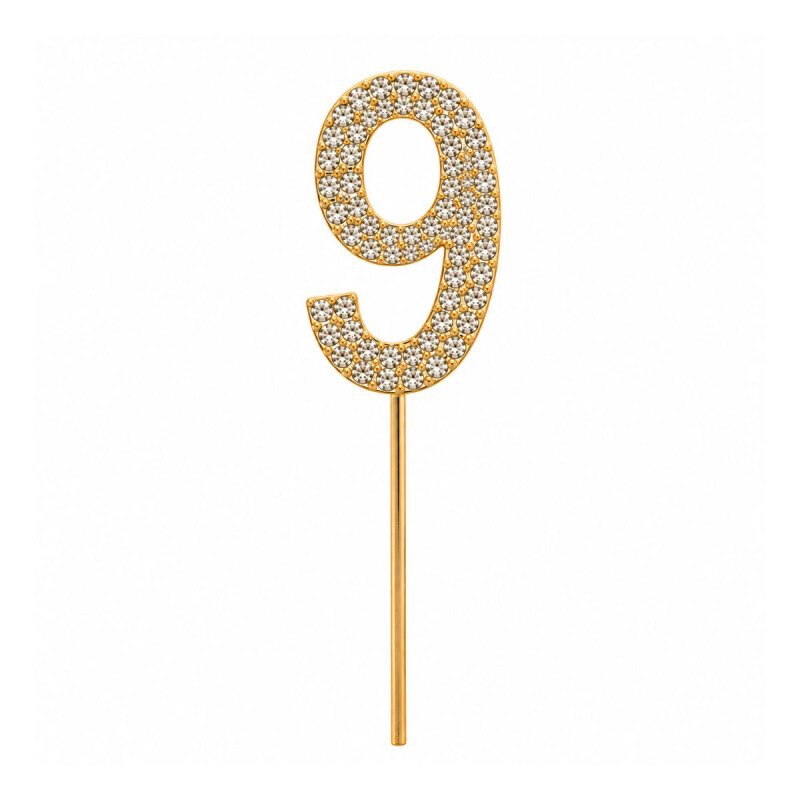 Topper Número Brilloso de Strass NUEVE