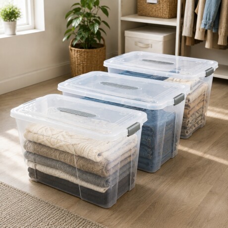 Set x3 caja organizadora 23,5lt TRANSPARENTE