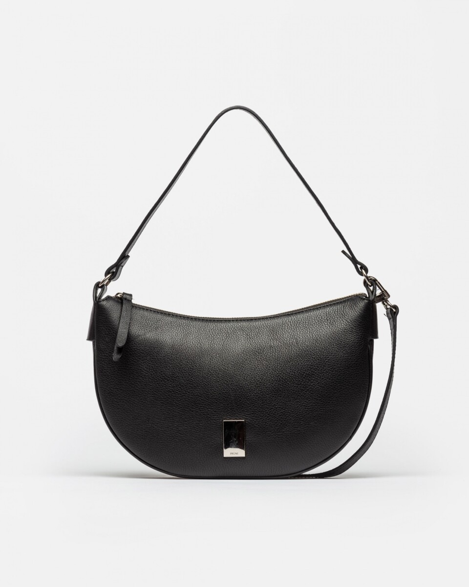 Cartera al Hombro Lua En Cuero Graneado - Negro 