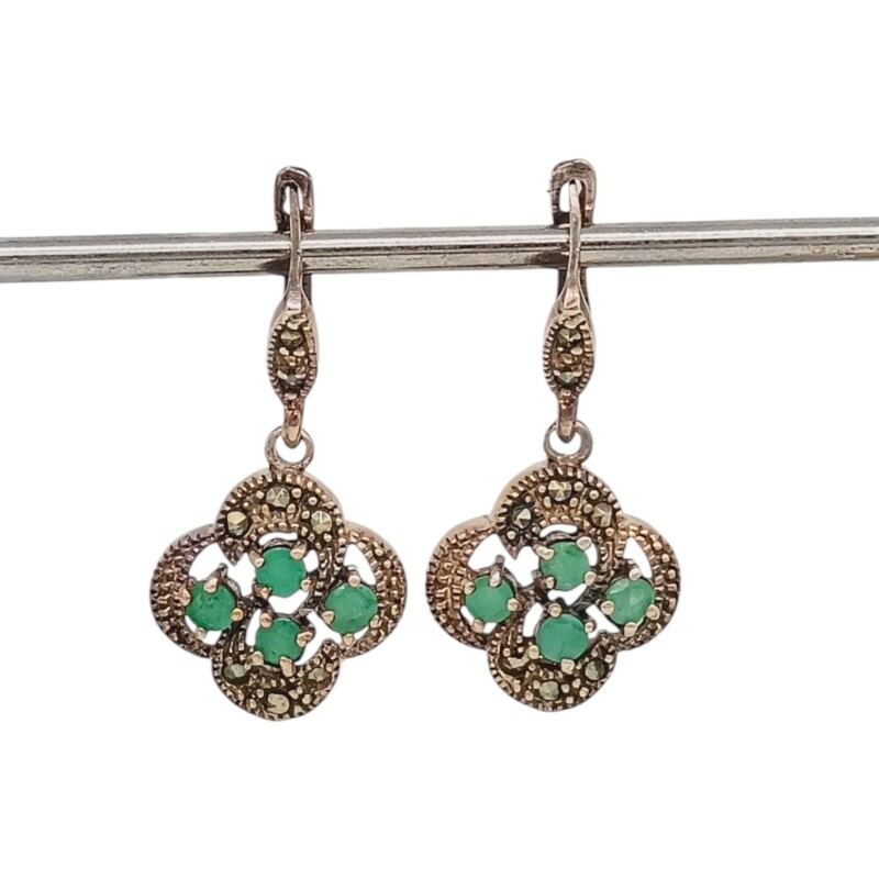 Caravanas Flor - Raíz de esmeralda - Plata 925 - esmeralda - CA8439 conpiedra