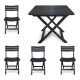 Set x4 Silla Plegable Simil Madera + Mesa Plegable NEGRO