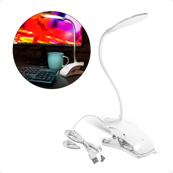 Lampara Led Táctil con Pinza Para Escritorio Pc o Lectura Blanca Lampara Led Táctil con Pinza Para Escritorio Pc o Lectura Blanca