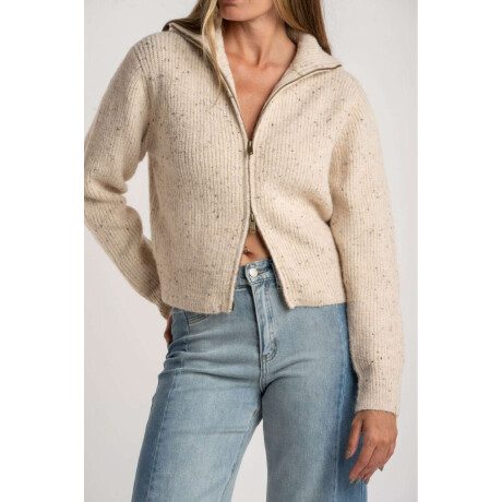 Cardigan Lana Cierre Beige Melange