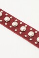 Pulsera Studs Cuero Bordo