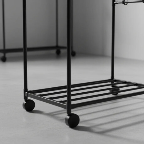 Perchero Armario Doble Barral Zapatera Ganchos Laterales Negro