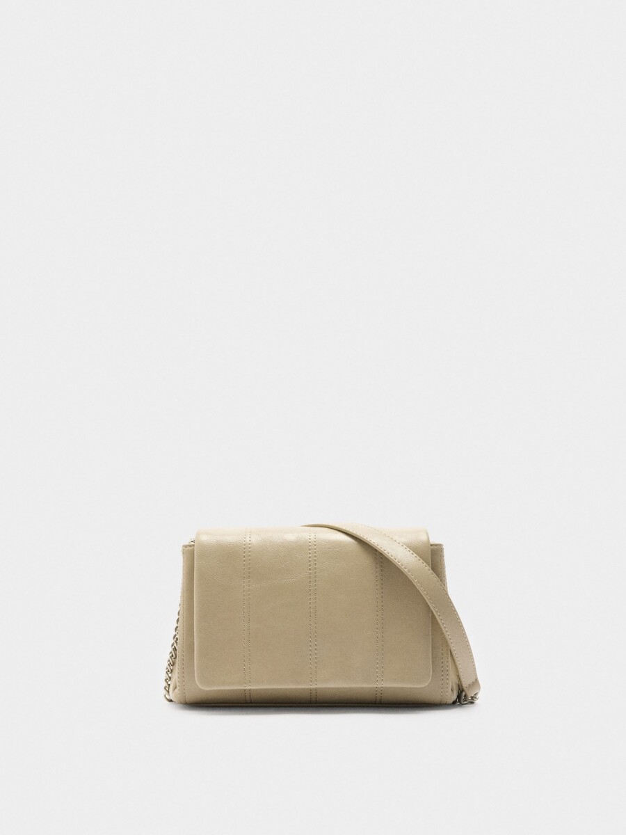 Bolso De Hombro Acolchado Con Solapa taupe
