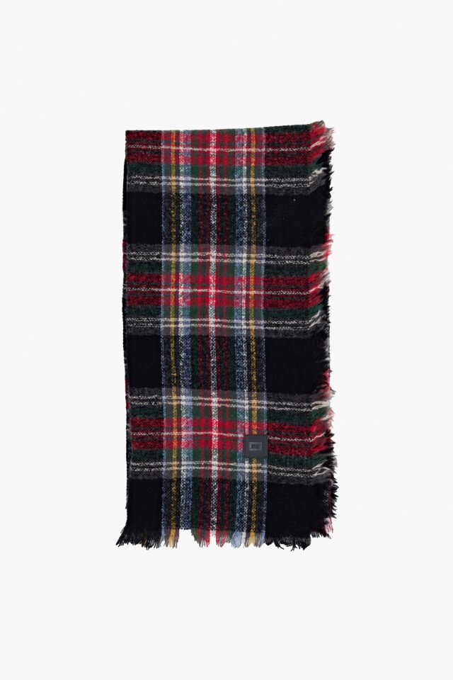 Pashmina a cuadros negro