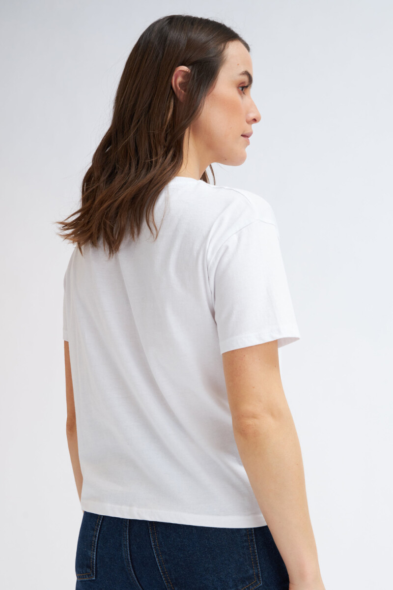 Camiseta manga corta con frunce Blanco