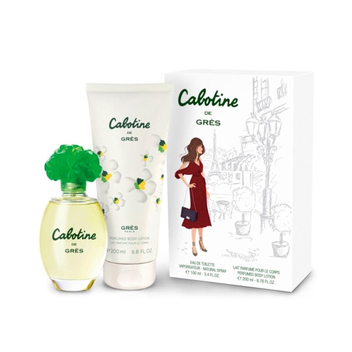 Set Perfume Grès Parfums Cabotine 100ml + Body Lotion 200ml Original 