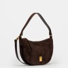 Cartera al Hombro Lua En Cuero Gamuza Marron