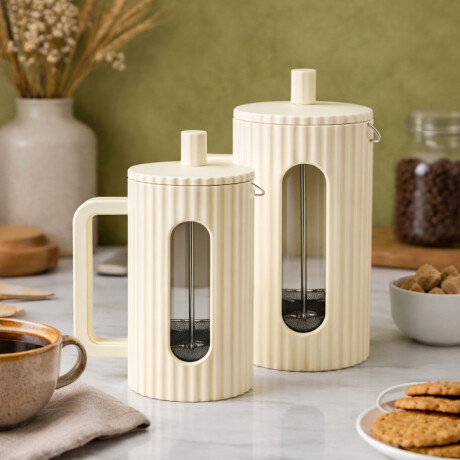 Cafetera prensa manual con embolo facetada - 350ml Blanco