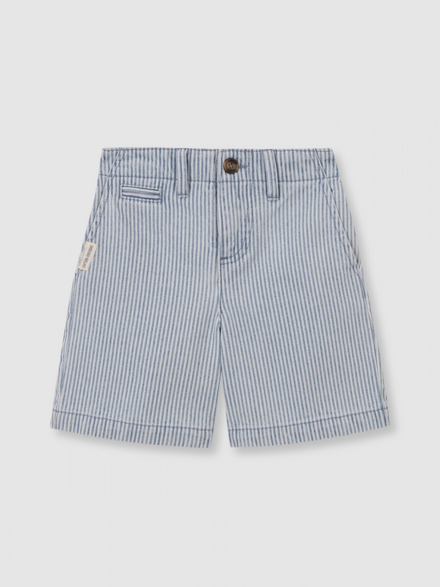 Pantalon De Micro Rayas Azul Claro