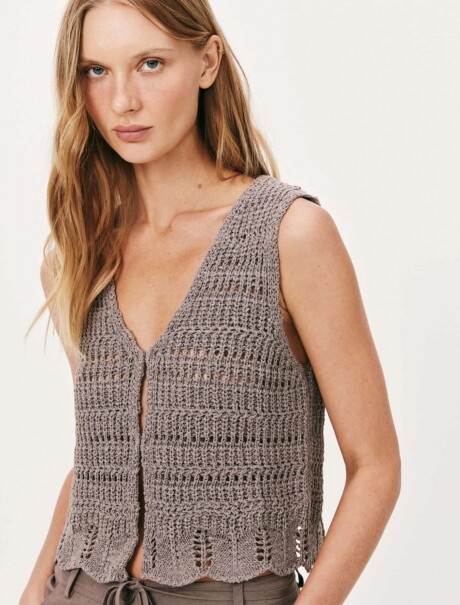 BLUSA DE PUNTOS GRIS