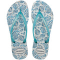 Sandalias de Mujer Havaianas Slim Daydream Blanco - Celeste