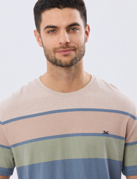 REMERA RAYADA DE ALGODÓN Beige