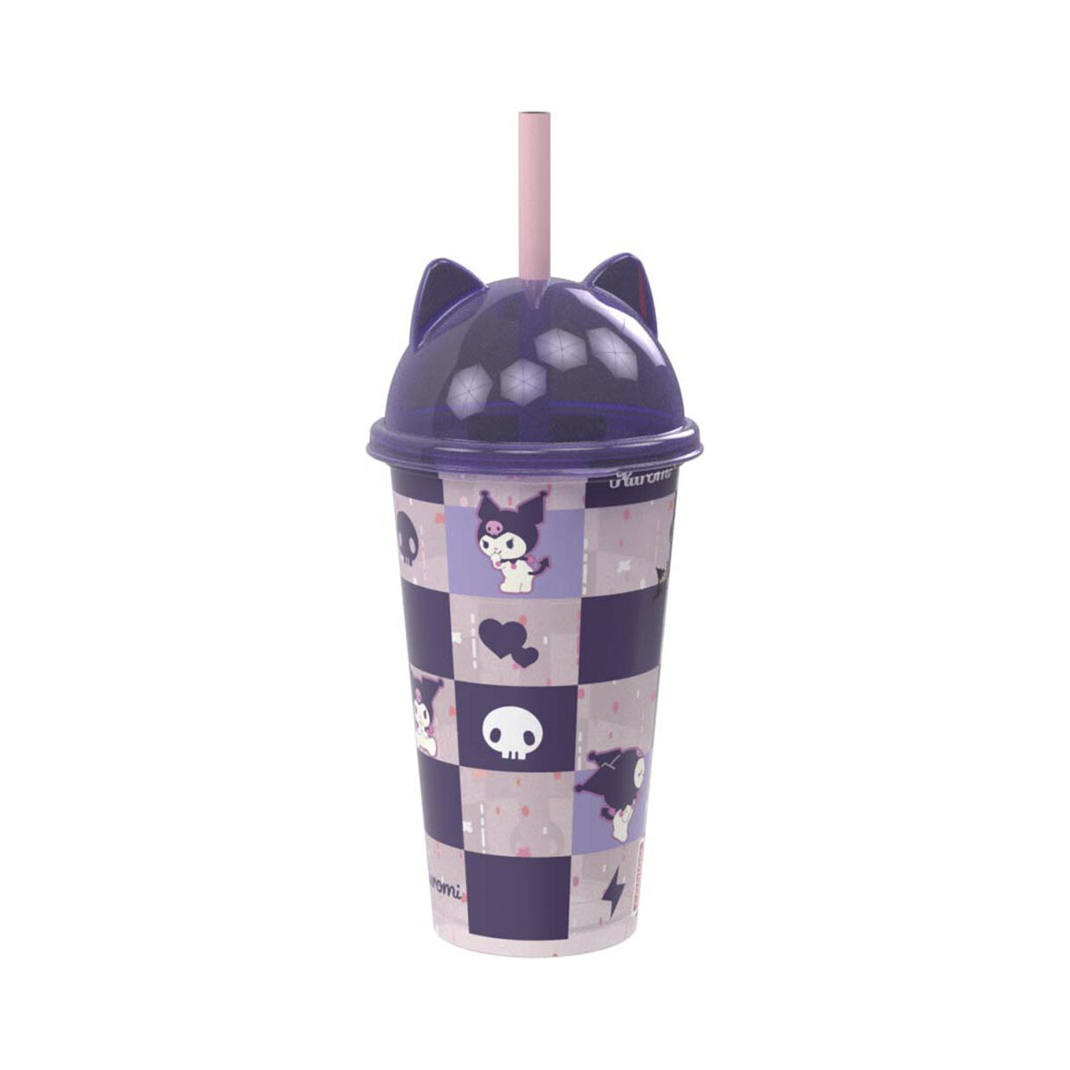 Vaso Plástico Milk Shake con Forma y Pajita Kuromi 500 ml 