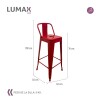 Taburete Tolix en metal con respaldo Rojo