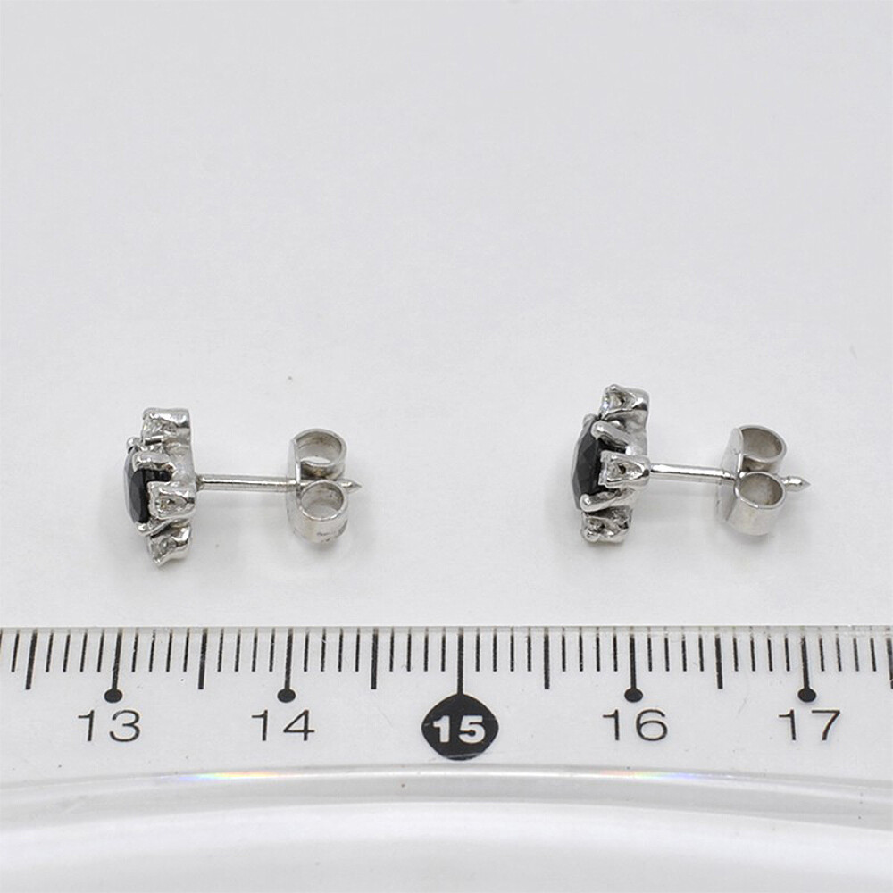 Caravanas En Oro 18K Blanco, Brillantes Y Zafiros Caravanas En Oro 18K Blanco, Brillantes Y Zafiros
