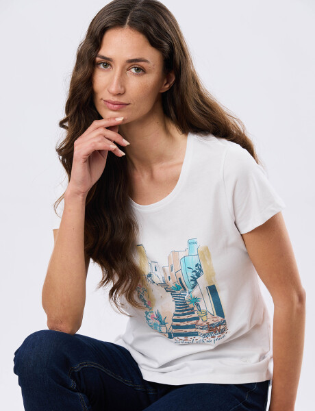 REMERA ESTAMPADA DE ALGODÓN Blanco