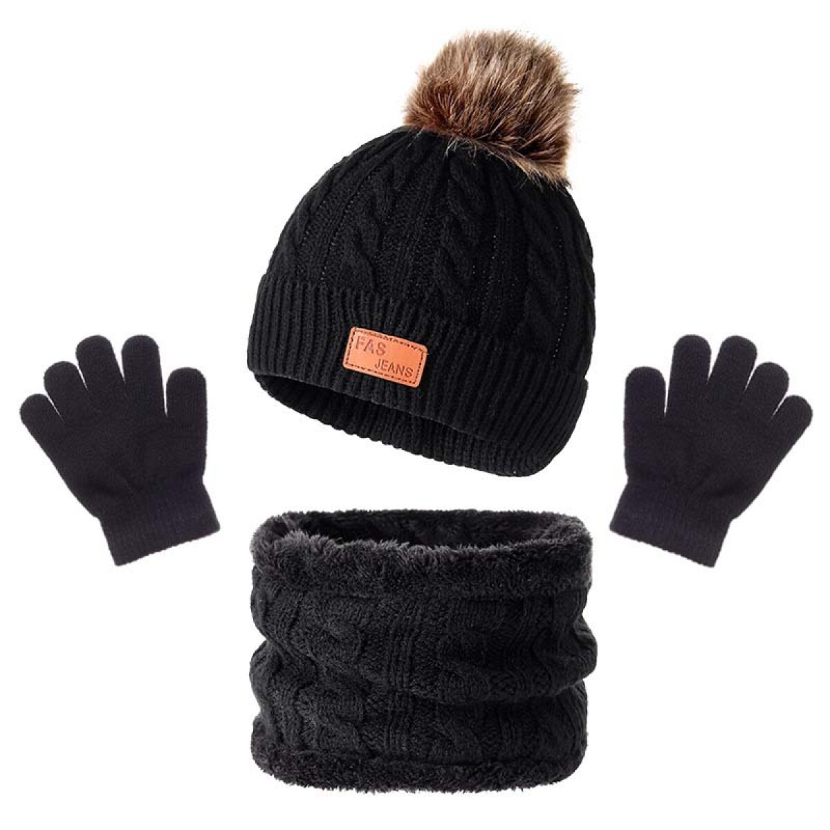 Set de Invierno infantil 3 piezas - Color negro 
