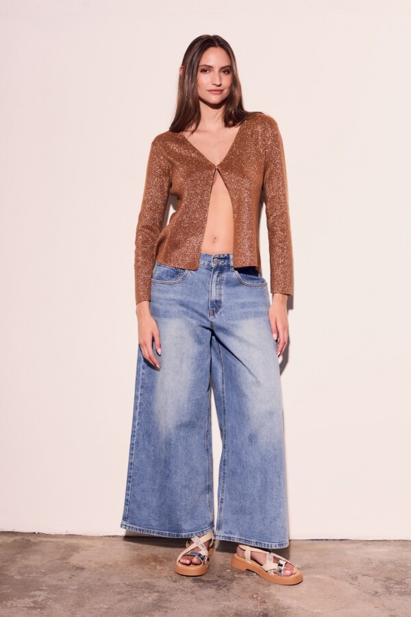 Cardigan Lurex Camel